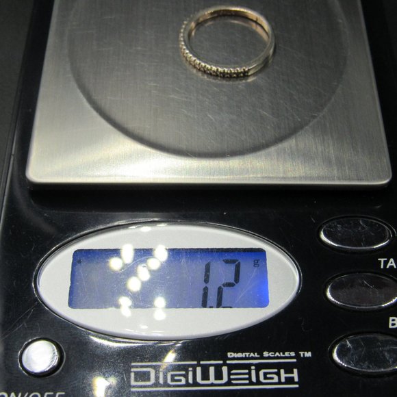 Size 6.5 Silver & Copper Tone Thin CZ Stone Band Ring Vintage - Picture 7 of 7